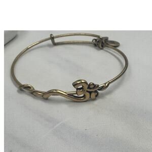 Alex and Ani "Spiritual Armour" Om Rafaelian Gold-Tone Wire Bangle Bracelet.